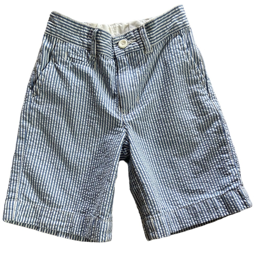 Polo by Ralph Lauren Boys Seersucker Shorts Adjustable Tab Waist Like New Size 4